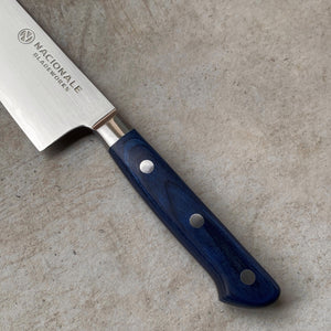 145mm Petty. San Mai AUS10 Stainless. Bolstered Blue Pakkawood Handle - Nacionale Bladeworks