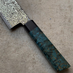 180mm Bunka. Damascus AUS10. Stabilized Maple Handle. G10 Ferrule - Nacionale Bladeworks