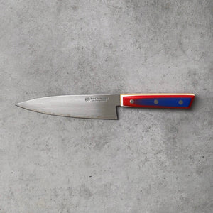 180mm Chefs Knife. Full Tang. Layered G10 Scales (Blue, Red, White, Yellow) - Nacionale Bladeworks