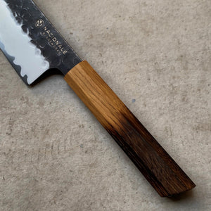215mm Gyuto. Hammered San Mai 440C Stainless. Burnt Oak Handle - Nacionale Bladeworks
