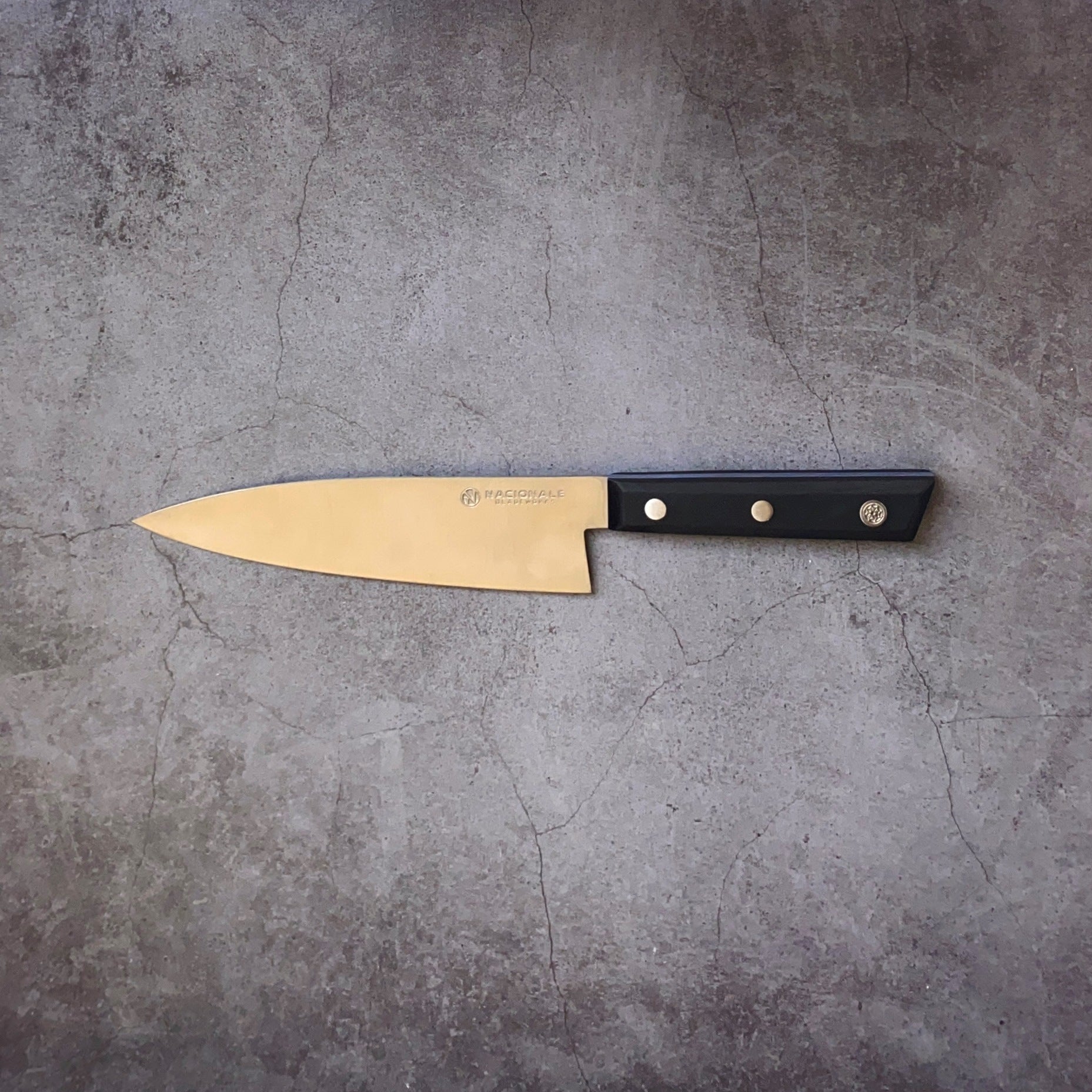 B-STOCK 180mm Chef's Knife. Full Tang. Black G10 Scales - Nacionale Bladeworks