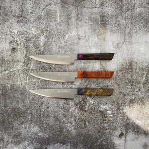 145mm Petty Knife. Stabilized Black Palm / Maple / Buckeye (SOLD PER PIECE) - Nacionale Bladeworks