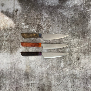 145mm Petty Knife. Stabilized Black Palm / Maple / Buckeye (SOLD PER PIECE) - Nacionale Bladeworks