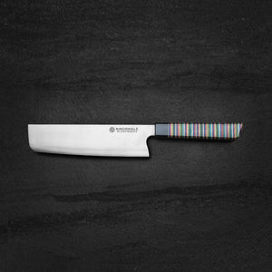 180mm Nakiri. San Mai 440C. Stabilized Skateboard Material Handle - Nacionale Bladeworks