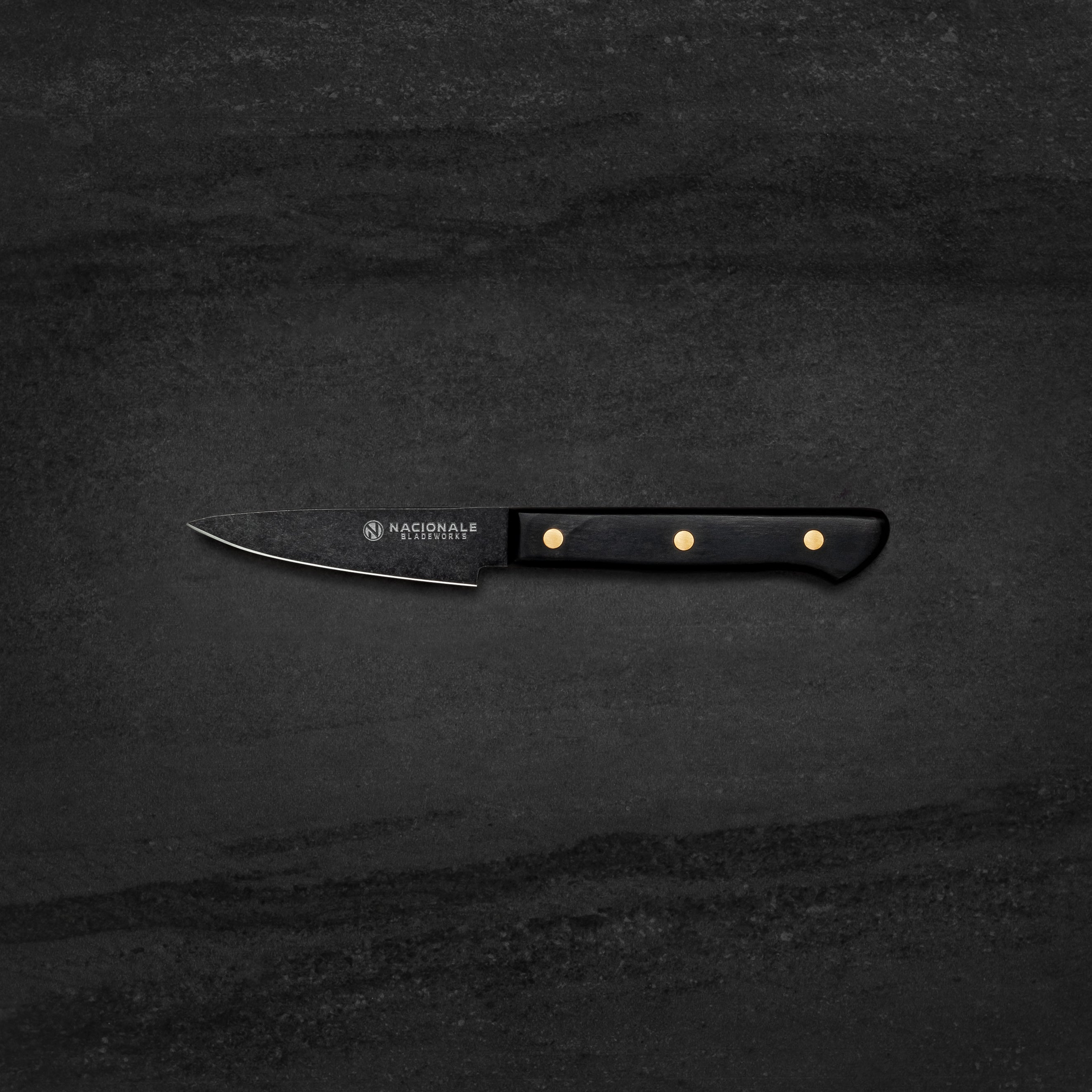 90mm Full Tang Paring Knife. Black Pakka Handle. AUS8 - Nacionale Bladeworks