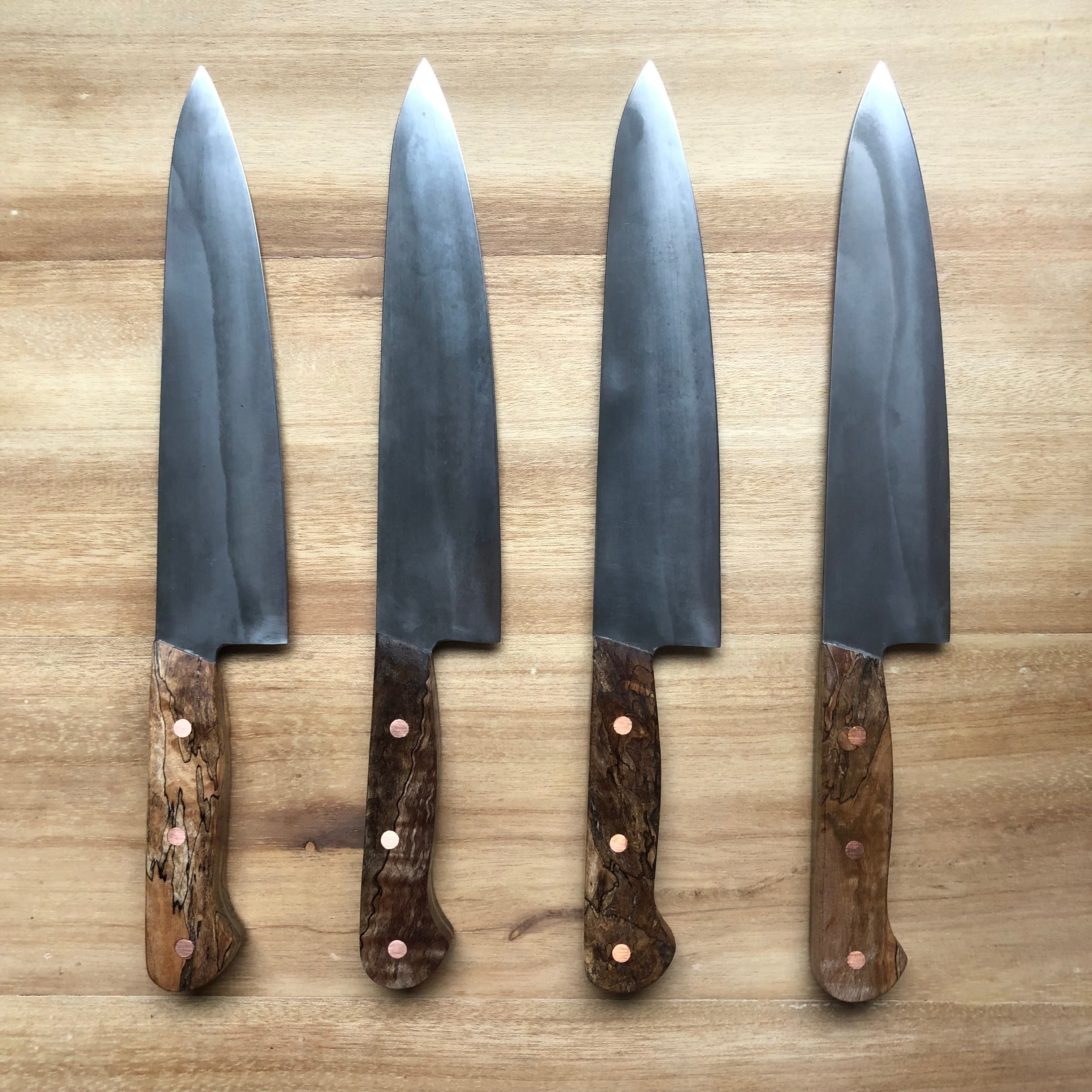 Limited Edition 215mm Western Handle Gyuto. Stabilized Spalted Maple Handle. 52100 Steel (SOLD PER PIECE) - Nacionale Bladeworks